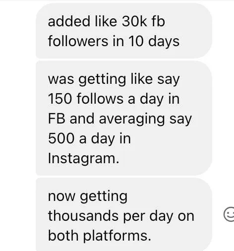added like 30k fb followers in 10 days.